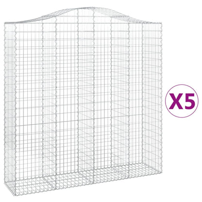 Gabionen Mit Hochbogen 5 Stk. 200X50X200/220Cm Verzinktes Eisen