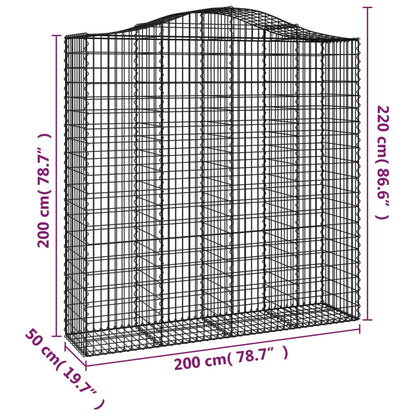 Gabionen Mit Hochbogen 5 Stk. 200X50X200/220Cm Verzinktes Eisen