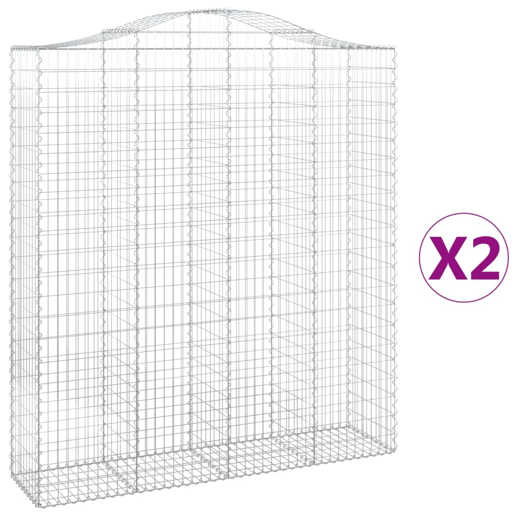 Gabionen Mit Hochbogen 2 Stk. 200X50X220/240Cm Verzinktes Eisen