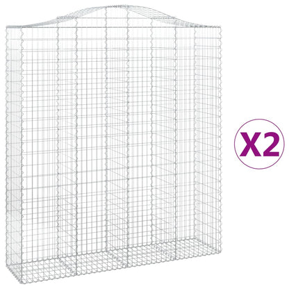 Gabionen Mit Hochbogen 2 Stk. 200X50X220/240Cm Verzinktes Eisen