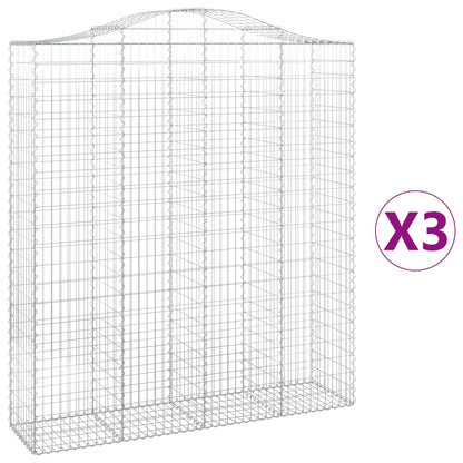 Gabionen Mit Hochbogen 3 Stk. 200X50X220/240Cm Verzinktes Eisen
