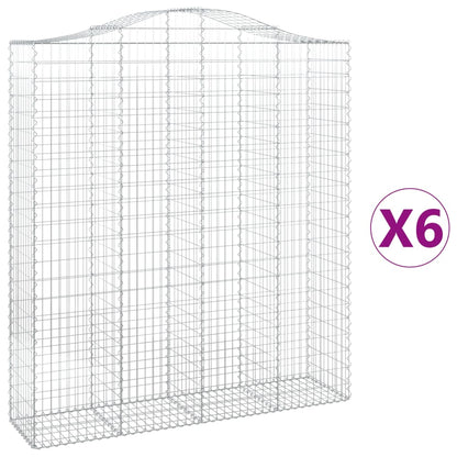 Gabionen Mit Hochbogen 6 Stk. 200X50X220/240Cm Verzinktes Eisen