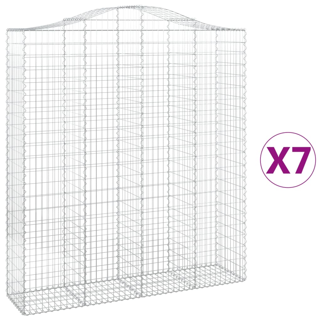 Gabionen Mit Hochbogen 7 Stk. 200X50X220/240Cm Verzinktes Eisen