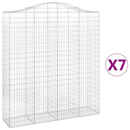 Gabionen Mit Hochbogen 7 Stk. 200X50X220/240Cm Verzinktes Eisen