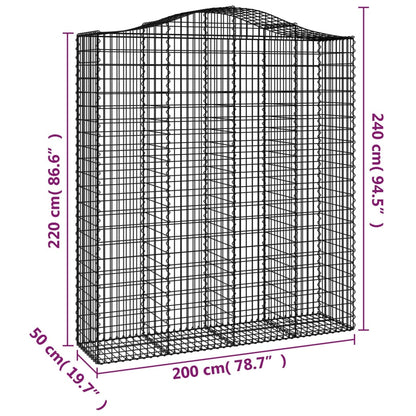 Gabionen Mit Hochbogen 7 Stk. 200X50X220/240Cm Verzinktes Eisen