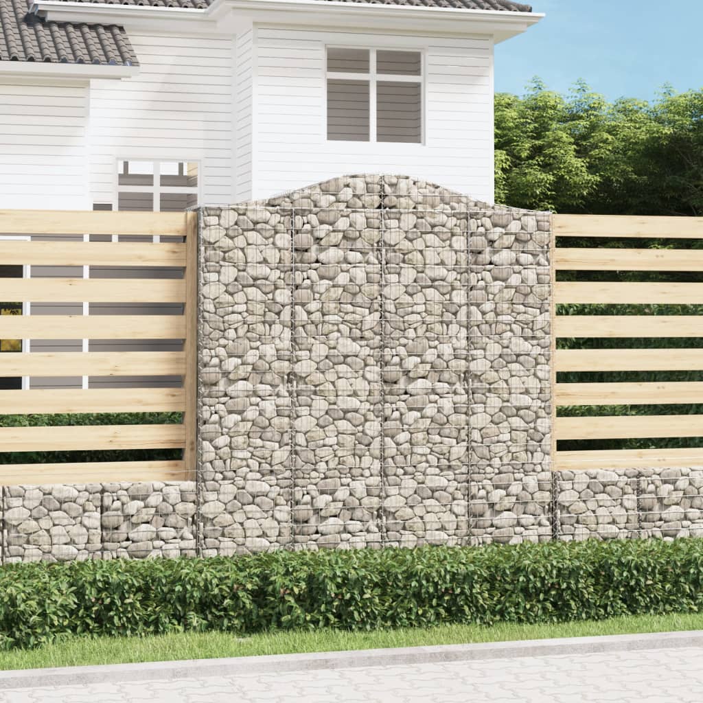 Gabionen Mit Hochbogen 9 Stk. 200X50X220/240Cm Verzinktes Eisen