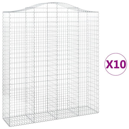 Gabionen Mit Hochbogen 10Stk. 200X50X220/240Cm Verzinktes Eisen