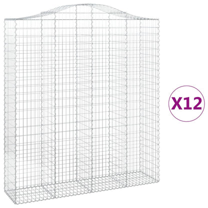 Gabionen Mit Hochbogen 12Stk. 200X50X220/240Cm Verzinktes Eisen