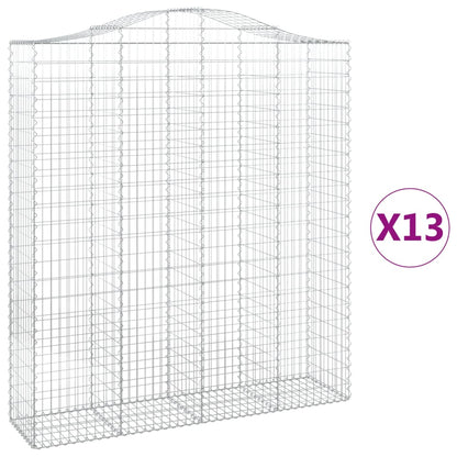 Gabionen Mit Hochbogen 13Stk. 200X50X220/240Cm Verzinktes Eisen