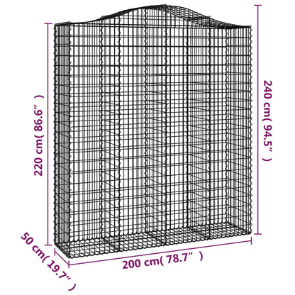 Gabionen Mit Hochbogen 14Stk. 200X50X220/240Cm Verzinktes Eisen