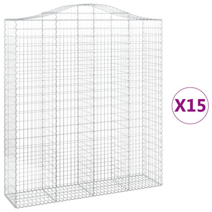 Gabionen Mit Hochbogen 15Stk. 200X50X220/240Cm Verzinktes Eisen