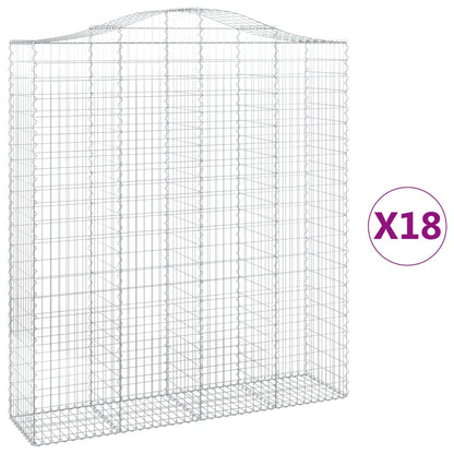 Gabionen Mit Hochbogen 18Stk. 200X50X220/240Cm Verzinktes Eisen