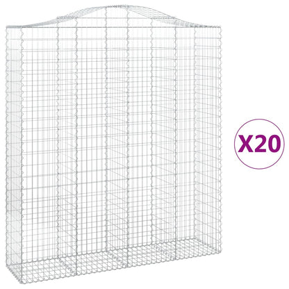 Gabionen Mit Hochbogen 20Stk. 200X50X220/240Cm Verzinktes Eisen