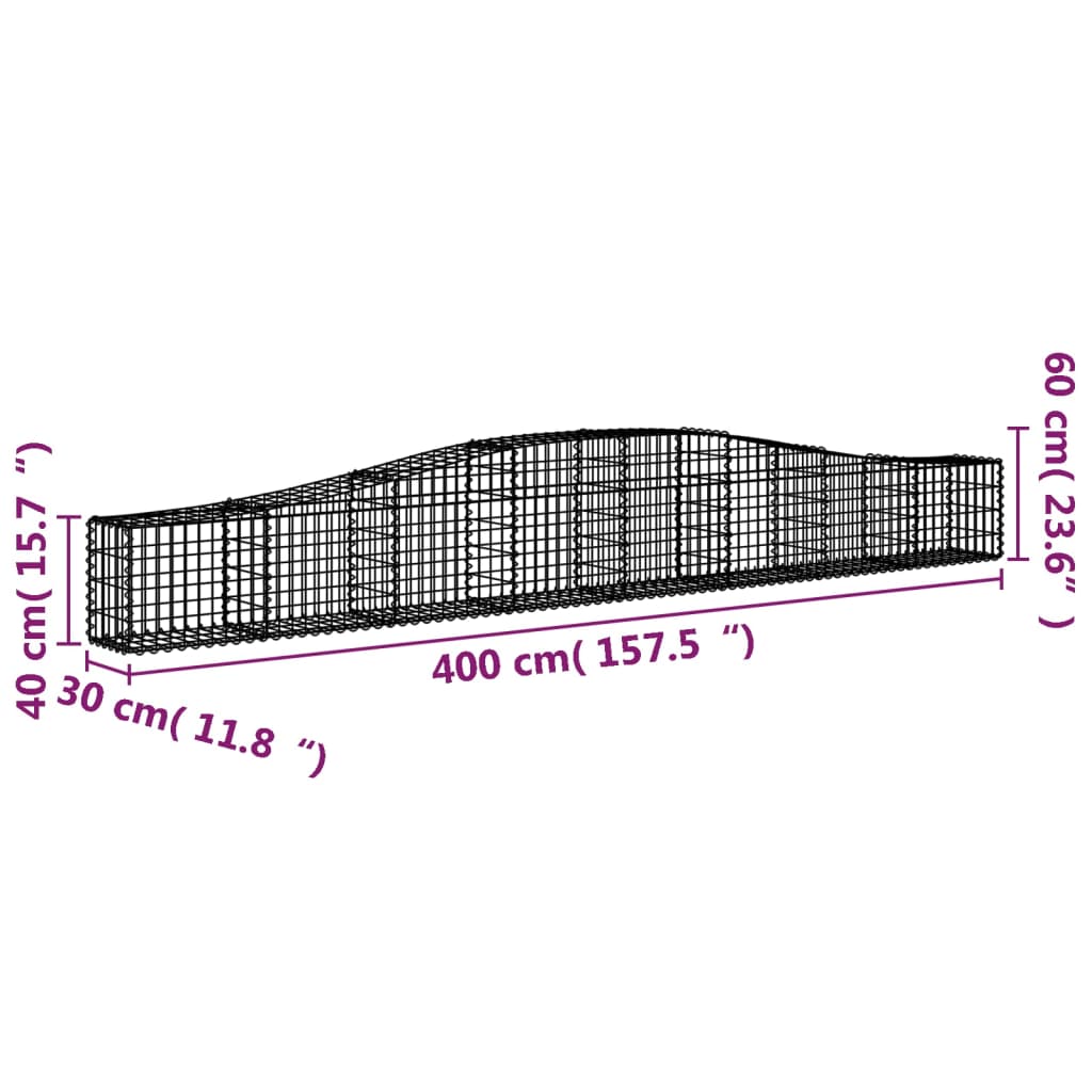 Gabionen Mit Hochbogen 4 Stk. Verzinktes Eisen