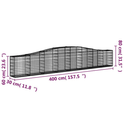 Gabionen Mit Hochbogen 7 Stk. Verzinktes Eisen