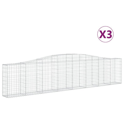 Gabionen Mit Hochbogen 3 Stk. 400X30X80/100Cm Verzinktes Eisen