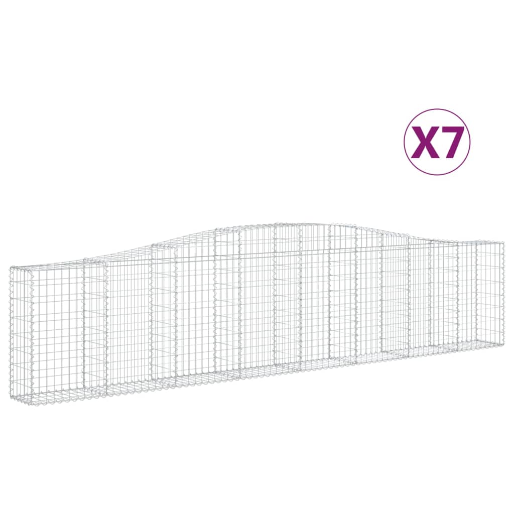 Gabionen Mit Hochbogen 7 Stk. 400X30X80/100Cm Verzinktes Eisen