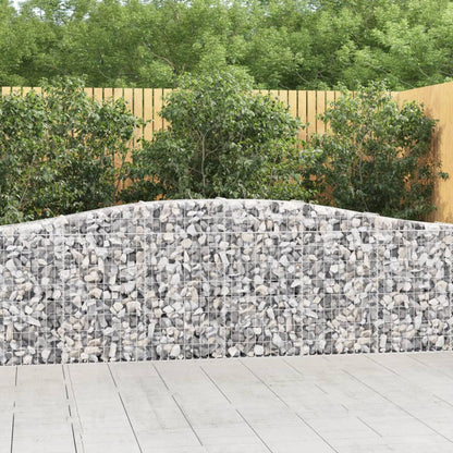 Gabionen Mit Hochbogen 9 Stk. 400X30X80/100Cm Verzinktes Eisen