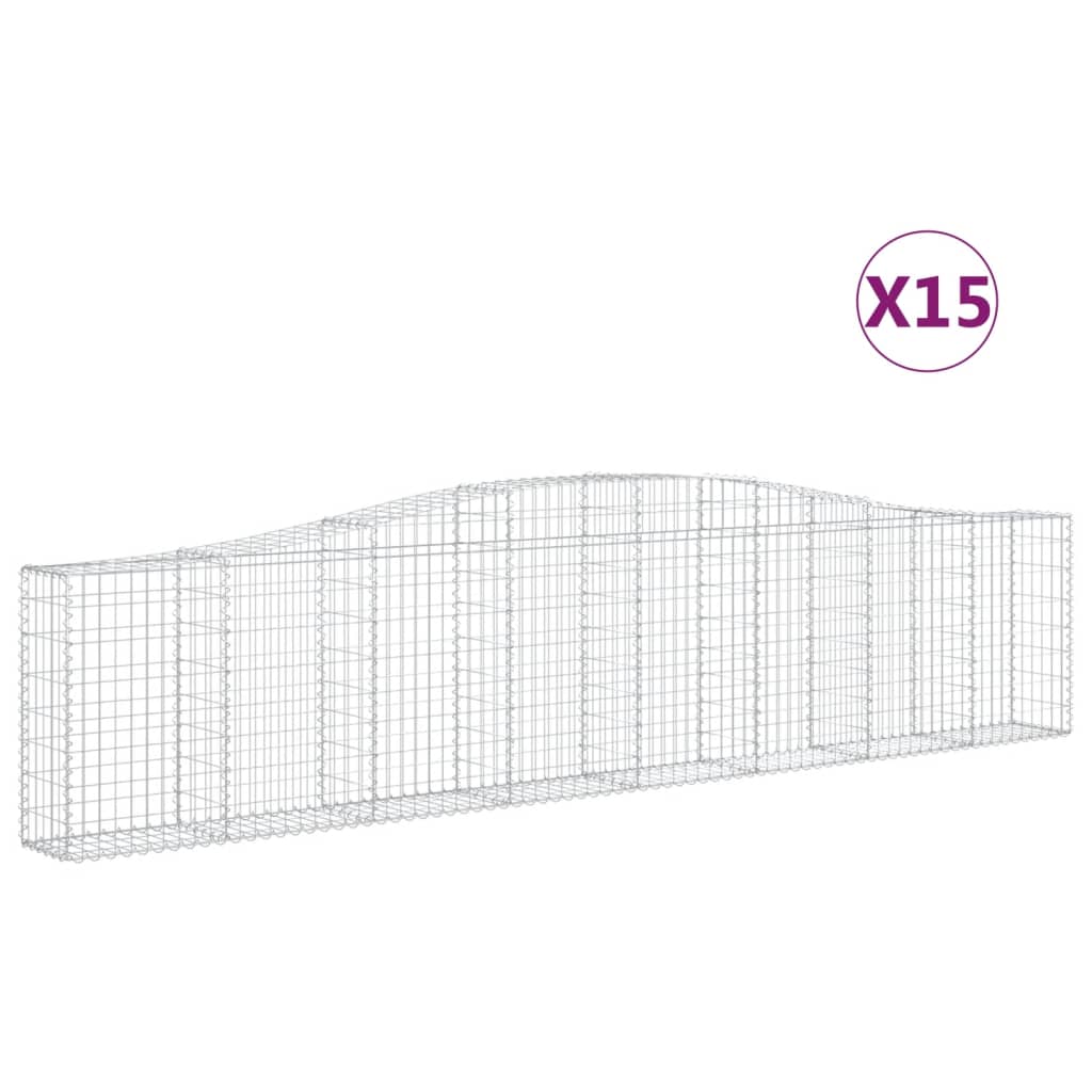 Gabionen Mit Hochbogen 15 Stk. 400X30X80/100Cm Verzinktes Eisen