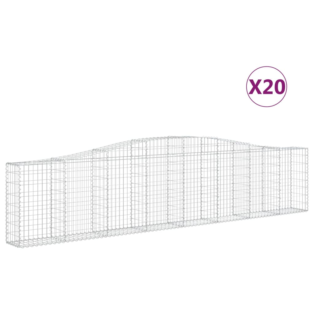 Gabionen Mit Hochbogen 20 Stk. 400X30X80/100Cm Verzinktes Eisen