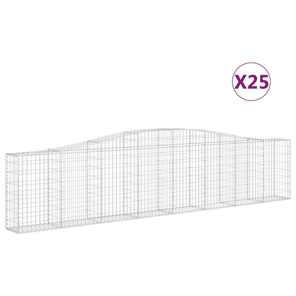 Gabionen Mit Hochbogen 25 Stk. 400X30X80/100Cm Verzinktes Eisen