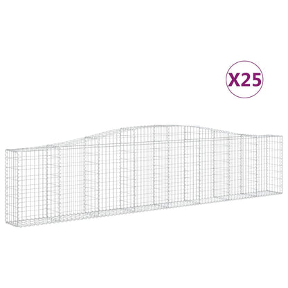 Gabionen Mit Hochbogen 25 Stk. 400X30X80/100Cm Verzinktes Eisen