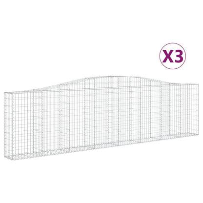 Gabionen Mit Hochbogen 3 Stk. 400X30X100/120Cm Verzinktes Eisen