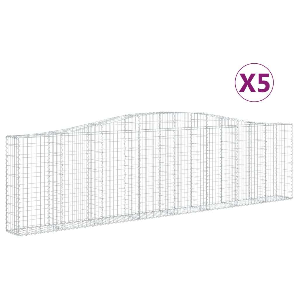 Gabionen Mit Hochbogen 5 Stk. 400X30X100/120Cm Verzinktes Eisen