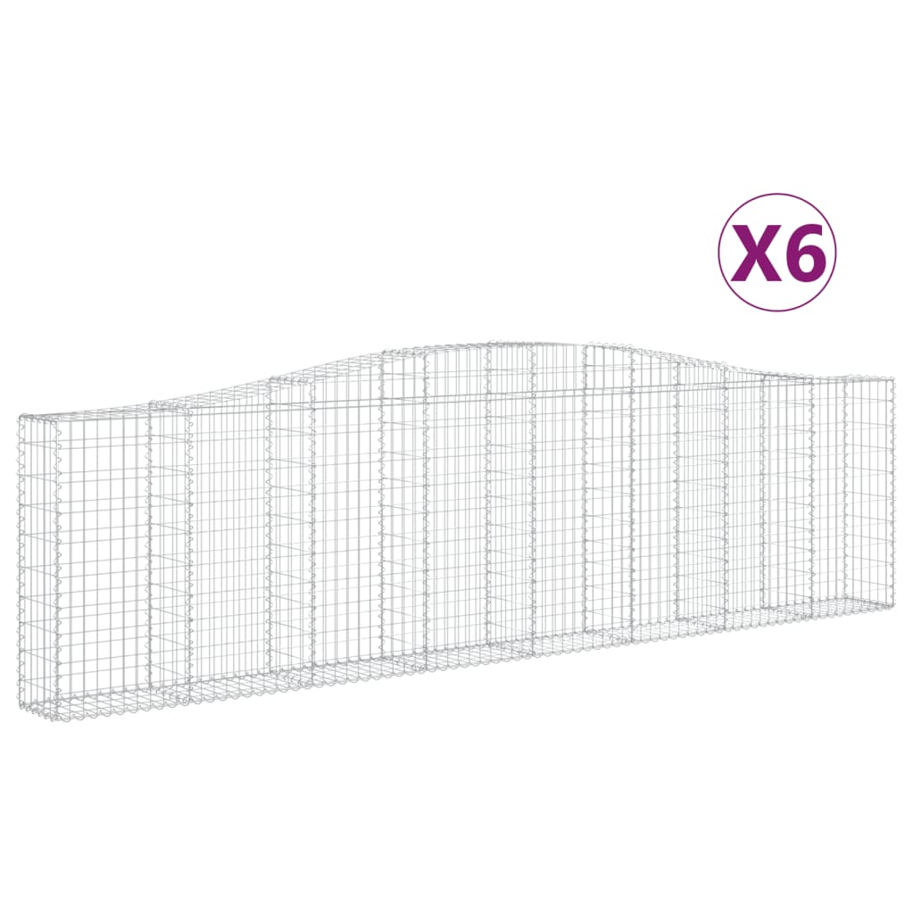 Gabionen Mit Hochbogen 6 Stk. 400X30X100/120Cm Verzinktes Eisen