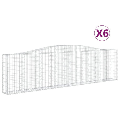Gabionen Mit Hochbogen 6 Stk. 400X30X100/120Cm Verzinktes Eisen