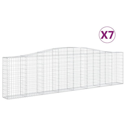 Gabionen Mit Hochbogen 7 Stk. 400X30X100/120Cm Verzinktes Eisen
