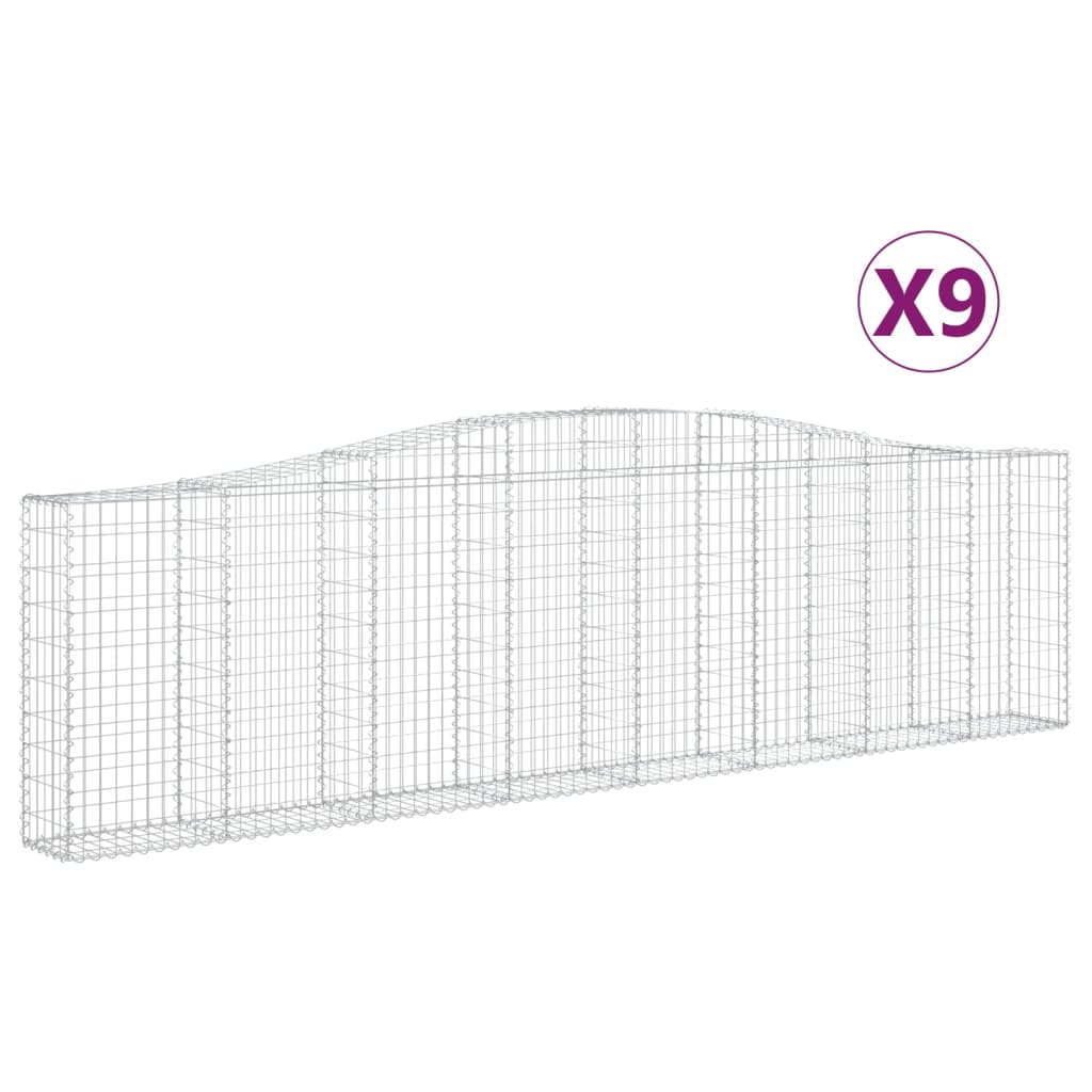 Gabionen Mit Hochbogen 9 Stk. 400X30X100/120Cm Verzinktes Eisen