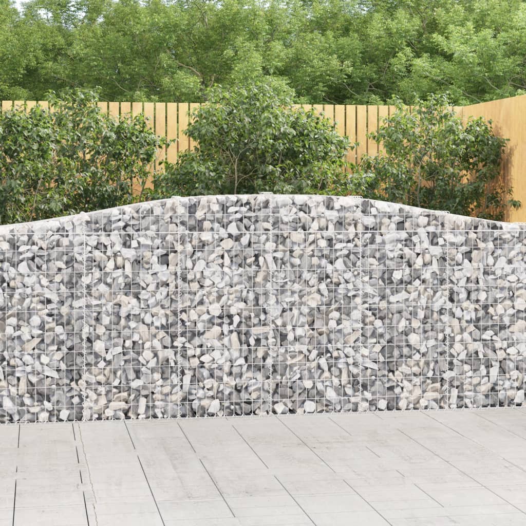 Gabionen Mit Hochbogen 9 Stk. 400X30X100/120Cm Verzinktes Eisen