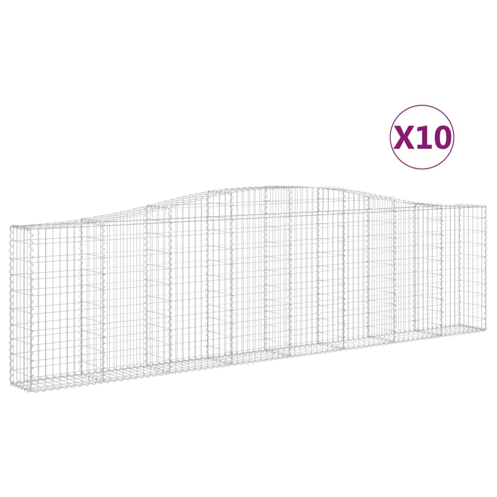 Gabionen Mit Hochbogen 10Stk. 400X30X100/120Cm Verzinktes Eisen