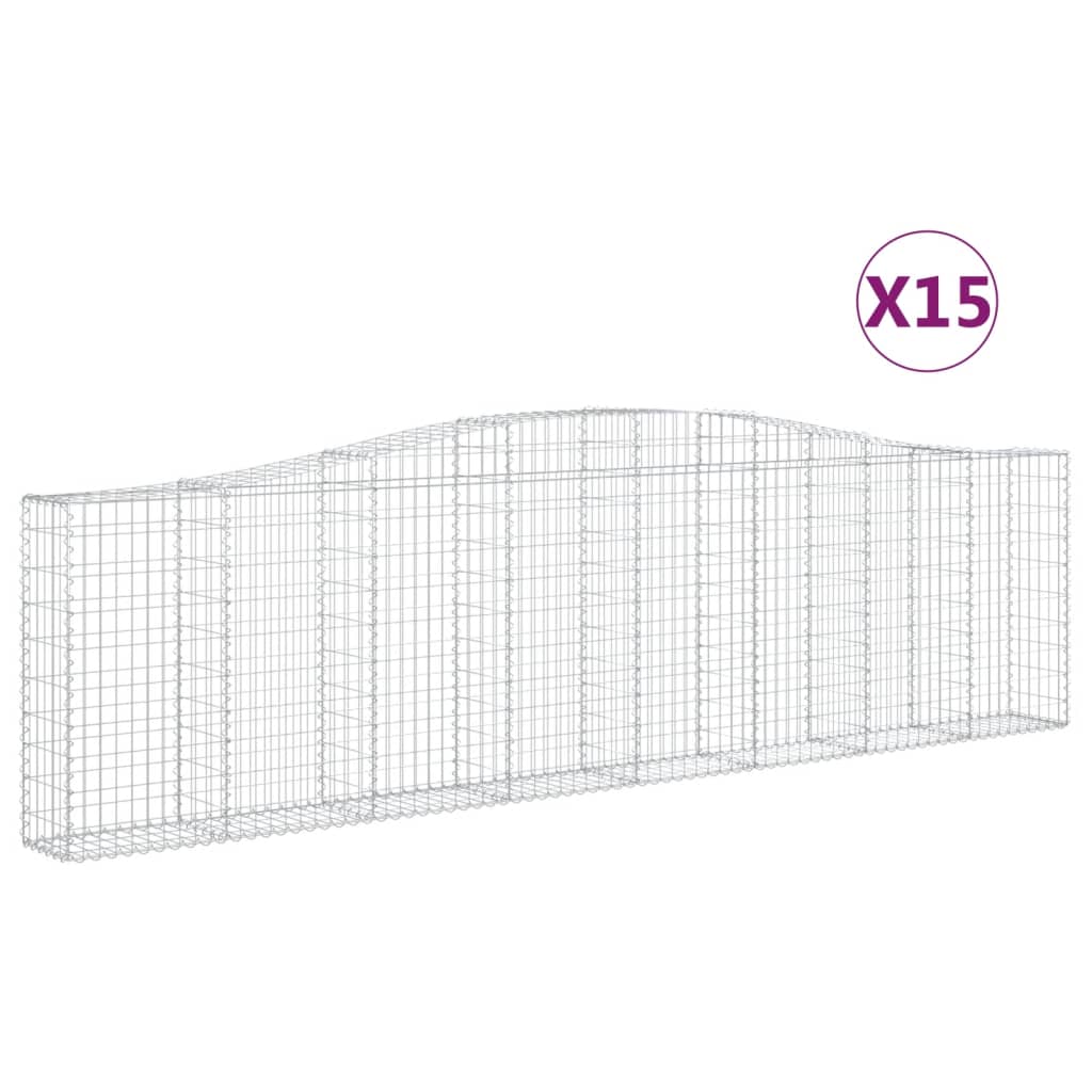 Gabionen Mit Hochbogen 15Stk. 400X30X100/120Cm Verzinktes Eisen