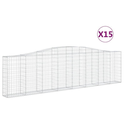 Gabionen Mit Hochbogen 15Stk. 400X30X100/120Cm Verzinktes Eisen