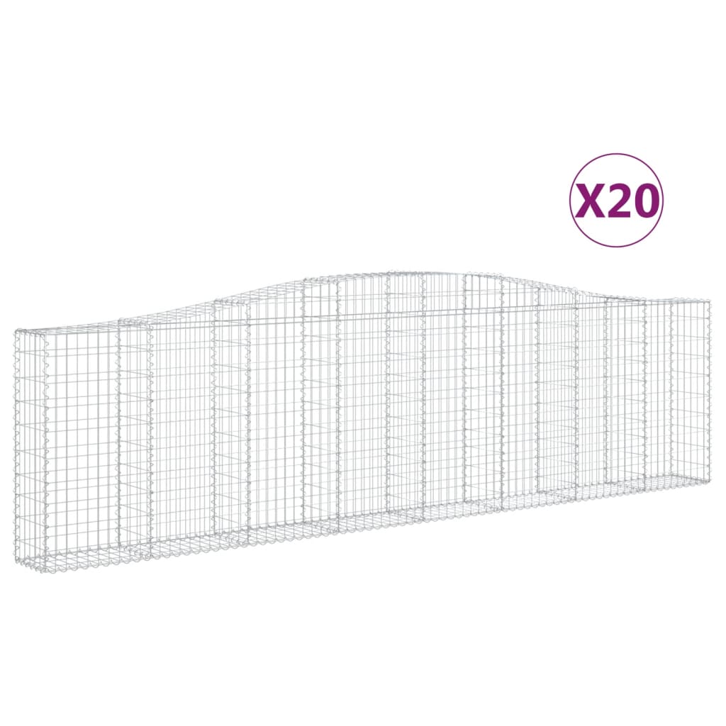 Gabionen Mit Hochbogen 20Stk. 400X30X100/120Cm Verzinktes Eisen