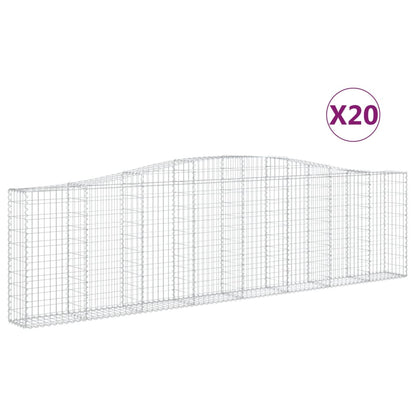 Gabionen Mit Hochbogen 20Stk. 400X30X100/120Cm Verzinktes Eisen