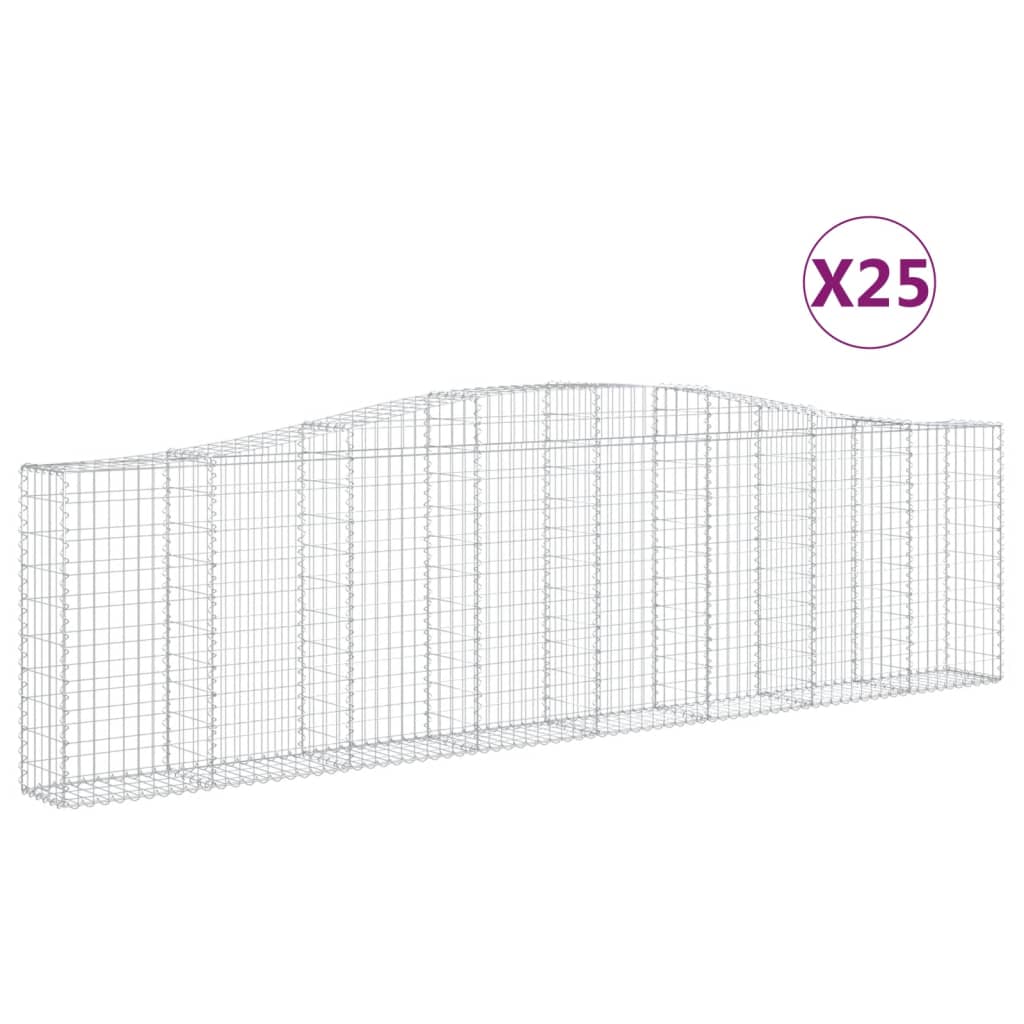 Gabionen Mit Hochbogen 25Stk. 400X30X100/120Cm Verzinktes Eisen
