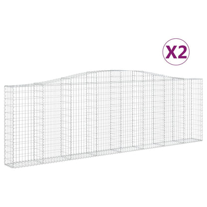 Gabionen Mit Hochbogen 2 Stk. 400X30X120/140Cm Verzinktes Eisen