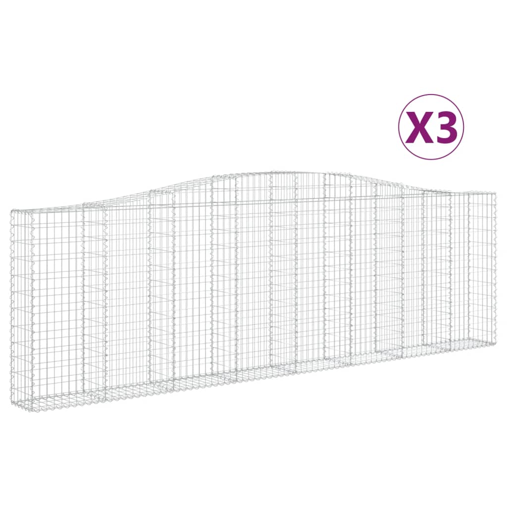 Gabionen Mit Hochbogen 3 Stk. 400X30X120/140Cm Verzinktes Eisen