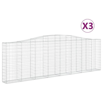Gabionen Mit Hochbogen 3 Stk. 400X30X120/140Cm Verzinktes Eisen