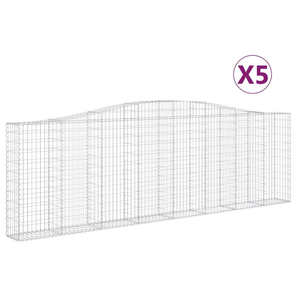 Gabionen Mit Hochbogen 5 Stk. 400X30X120/140Cm Verzinktes Eisen