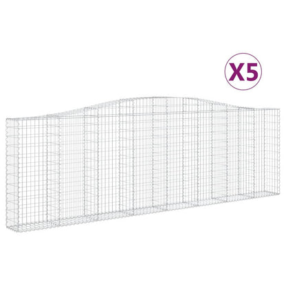Gabionen Mit Hochbogen 5 Stk. 400X30X120/140Cm Verzinktes Eisen