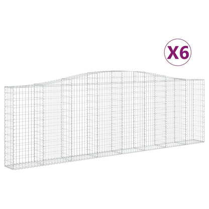 Gabionen Mit Hochbogen 6 Stk. 400X30X120/140Cm Verzinktes Eisen
