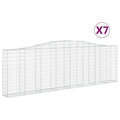 Gabionen Mit Hochbogen 7 Stk. 400X30X120/140Cm Verzinktes Eisen
