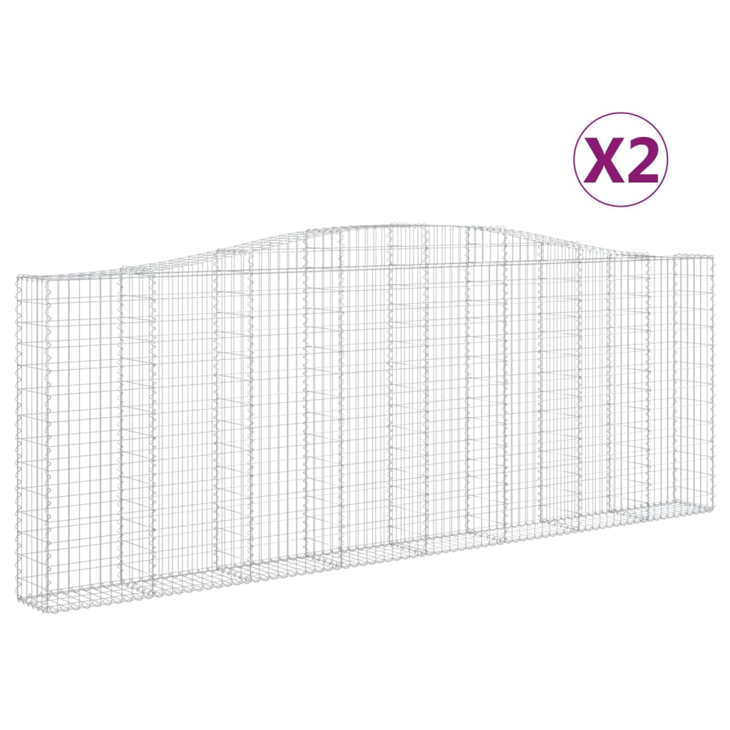 Gabionen Mit Hochbogen 2 Stk. 400X30X140/160Cm Verzinktes Eisen