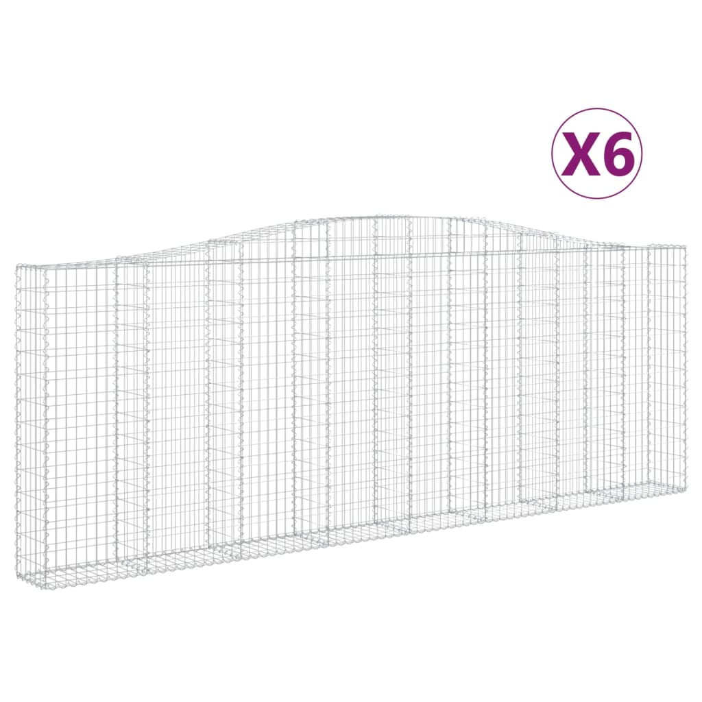 Gabionen Mit Hochbogen 6 Stk. 400X30X140/160Cm Verzinktes Eisen