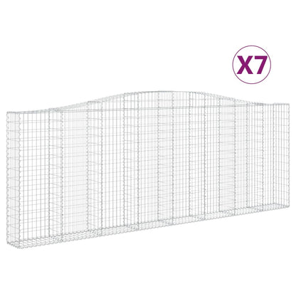 Gabionen Mit Hochbogen 7 Stk. 400X30X140/160Cm Verzinktes Eisen