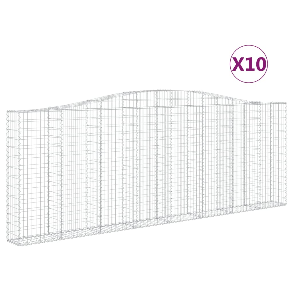Gabionen Mit Hochbogen 10Stk. 400X30X140/160Cm Verzinktes Eisen